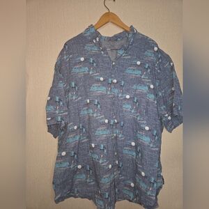 IZOD Saltwater Shirt Mens 4XL Short Sleeve Hawaiian Beach Floral Casual